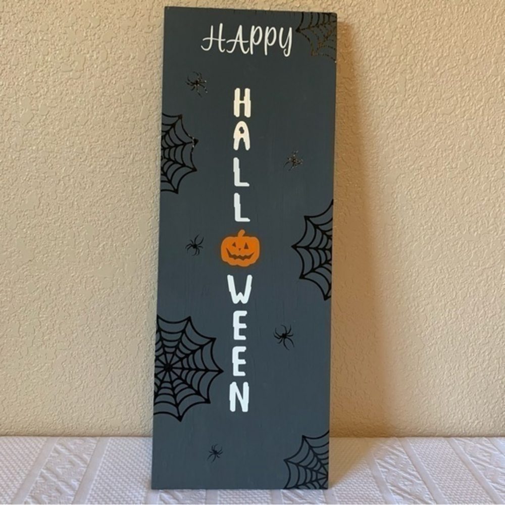 Homemade‎ Real Painted Wood Happy Halloween Sign
